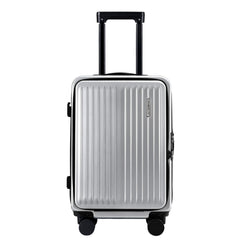Wanderlite 20" Luggage Suitcase Front Pocket Travel Carry On Dual TSA Silver