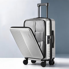 Wanderlite 20" Luggage Suitcase Front Pocket Travel Carry On Dual TSA Silver