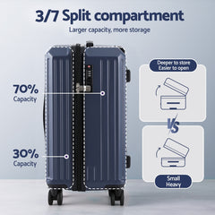 Wanderlite 2pcs Trunk Luggage Suitcase Travel Carry On TSA Lock 12" 20" Navy