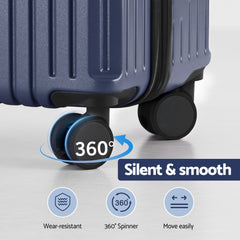 Wanderlite 2pcs Trunk Luggage Suitcase Travel Carry On TSA Lock 12" 20" Navy