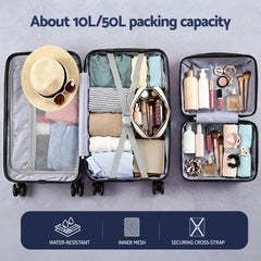 Wanderlite 2pcs Trunk Luggage Suitcase Travel Carry On TSA Lock 12" 20" White