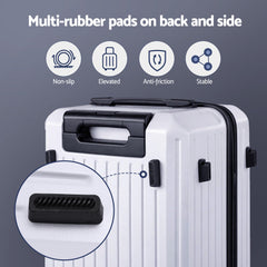 Wanderlite 2pcs Trunk Luggage Suitcase Travel Carry On TSA Lock 12" 20" White