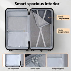 Wanderlite 28" Trunk Luggage Suitcase Travel 5 Wheels Type-C Port TSA Orange