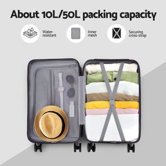 Wanderlite 20" Trunk Luggage Suitcase Travel Carry On TSA Lock Black