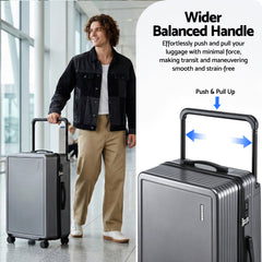 Wanderlite 28" Wide Handle Luggage Suitcase Travel TSA Lock Anthracite Grey