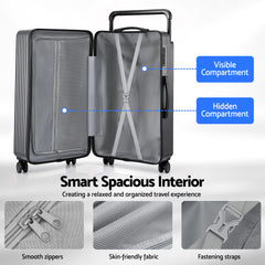 Wanderlite 28" Wide Handle Luggage Suitcase Travel TSA Lock Anthracite Grey