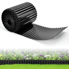 30cmx20m Corrugated Garden Edging Border Flexible Steel Tall Landscape Edging for Flower Raised Bed Lawn Yard Paver Weather Resistant Divider Black