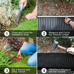 30cmx20m Corrugated Garden Edging Border Flexible Steel Tall Landscape Edging for Flower Raised Bed Lawn Yard Paver Weather Resistant Divider Black