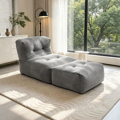 Single Lounger Chair Folding Corduroy Anti Slip Bean Bag Floor Lazy Sofa with Sponge Filler and Back Support for Living Room Bedroom Guest Room 170x85x63cm