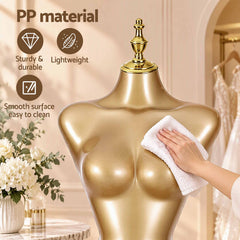 Embellir Female BBL Mannequin, Adjustable Dress Form Dummy Model Clothes Display, Gold