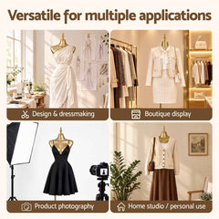 Embellir Female BBL Mannequin, Adjustable Dress Form Dummy Model Clothes Display, Gold