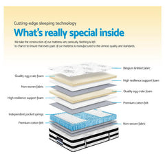 Giselle Bedding 34cm Mattress Euro Top Pocket Spring Double