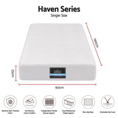 Giselle 25cm Single Hybrid Mattress Soft Knitted Fabric Edge Support Gel Foam