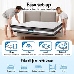 Giselle Bedding 30cm Mattress Gel Foam Pocket Spring Queen