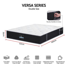 Giselle Double Reversible Spring Mattress Cashmere Cover Gel Foam Firm 35cm