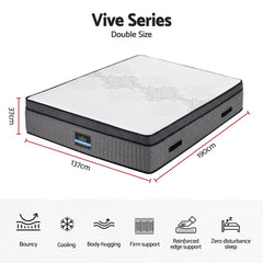 Giselle Bedding Double Mattress 37cm 4-in-1 Adjustable Firmness Cooling Gel Memory Foam Dual-Zone Flippable for Couples