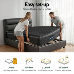 Giselle Bedding King Single Mattress 34cm Euro Top with 5-Zone Pocket Spring Support Black