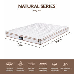Giselle 20cm Firm King Mattress Pocket Spring for Bedroom or Guest Room