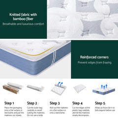 25cm Giselle Mattress Queen Bed Pocket Spring Mattresses