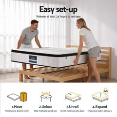 Giselle Bedding King Single Mattress 30cm Pocket Spring Euro Top Medium Firm Foam