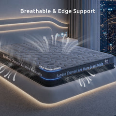 Levitex King Mattress 25 cm Hybrid Pocket Spring with 4cm Egg Crate Foam for Deep Sleep Bamboo Charcoal Fabric