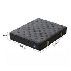 Levitex Queen Mattress 34 cm 5-Zone Pressure Relief Pocket Spring with Reinforced Edge Support & Breathable Gel Memory Foam Hybrid Mattress