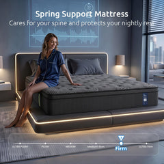 Levitex Queen Mattress 34 cm 5-Zone Pressure Relief Pocket Spring with Reinforced Edge Support & Breathable Gel Memory Foam Hybrid Mattress