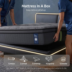 Levitex Queen Mattress 34 cm 5-Zone Pressure Relief Pocket Spring with Reinforced Edge Support & Breathable Gel Memory Foam Hybrid Mattress