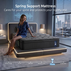 Levitex Single Mattress 34 cm 5-Zone Pressure Relief Pocket Spring with Reinforced Edge Support & Breathable Gel Memory Foam Hybrid Mattress