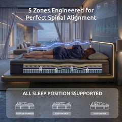 Levitex Single Mattress 34 cm 5-Zone Pressure Relief Pocket Spring with Reinforced Edge Support & Breathable Gel Memory Foam Hybrid Mattress