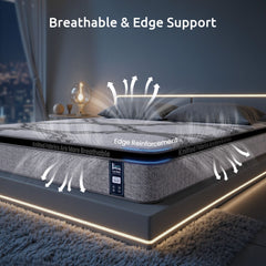 Levitex Queen Mattress 34 cm 5-Zone Pocket Spring with Latex & Memory Foam or Extra Lumbar & Shoulder Support