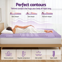 Giselle 8cm Memory Foam Mattress Topper Lavender Infused Bamboo Cover 7-Zone King Single