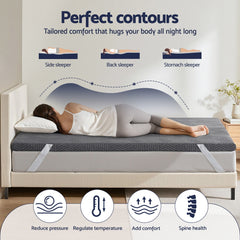 Giselle 8cm Memory Foam Mattress Topper Gel Dual Layer Foam Bamboo King