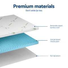 Giselle 8cm Memory Foam Mattress Topper Gel Egg Crate Foam Bamboo King Single