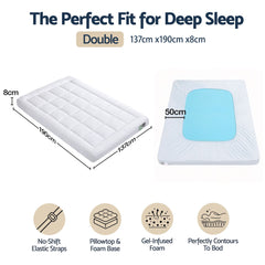 Giselle 8cm Double Memory Foam Mattress Topper Pillow Top with Gel Foam