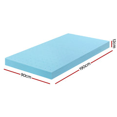 Giselle 12cm Memory Foam Mattress Topper Ventilated Cool Gel Bamboo Cover Single