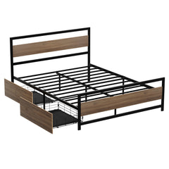 Artiss Bed Frame Queen Size Metal Frame with 2 Drawers DREW