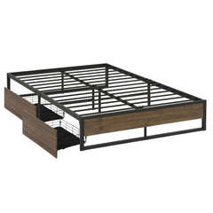 Artiss Bed Frame Metal Frame Double Size Bed Base 2 Drawers OSLO