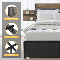 Artiss Metal Bed Frame King Size with 2-Tier Hidden Storage with Charging Station
