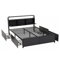 Artiss Queen Metal Bed Frame 4 Drawers Hidden Storage Headboard HEDY