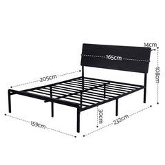 Artiss Bed Frame Queen Size LED Metal Bed Base with Charging Station LAN
