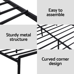 Artiss Bed Frame Queen Size LED Metal Bed Base with Charging Station LAN