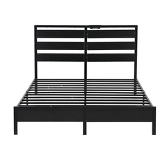 Artiss Bed Frame Queen Size LED Metal Bed Base with Charging Station