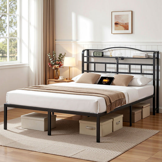 Artiss Bed Frame Queen Size with Charging Station WAVE