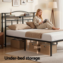 Artiss Bed Frame Queen Size with Charging Station WAVE