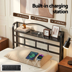 Artiss Bed Frame Single Size with Charging Station WAVE