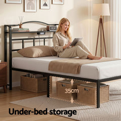 Artiss Bed Frame Single Size with Charging Station WAVE