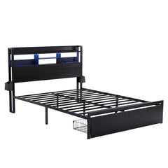 Artiss Bed Frame Double with Charging Station Storage Organizer Drawers LED ZAC