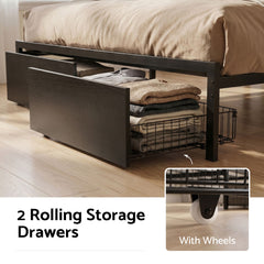 Artiss Bed Frame Queen with Charging Station Storage Organizer Drawers LED ZAC
