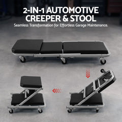 Giantz Garage Creeper 2-in-1 Mechanic Stool Rolling Automotive Z Creeper Seat